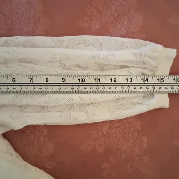 NWOT Aventures des Toiles Women’s White Ruffle Lined Blouse Top ¾ Sleeve 6 - Picture 11 of 11